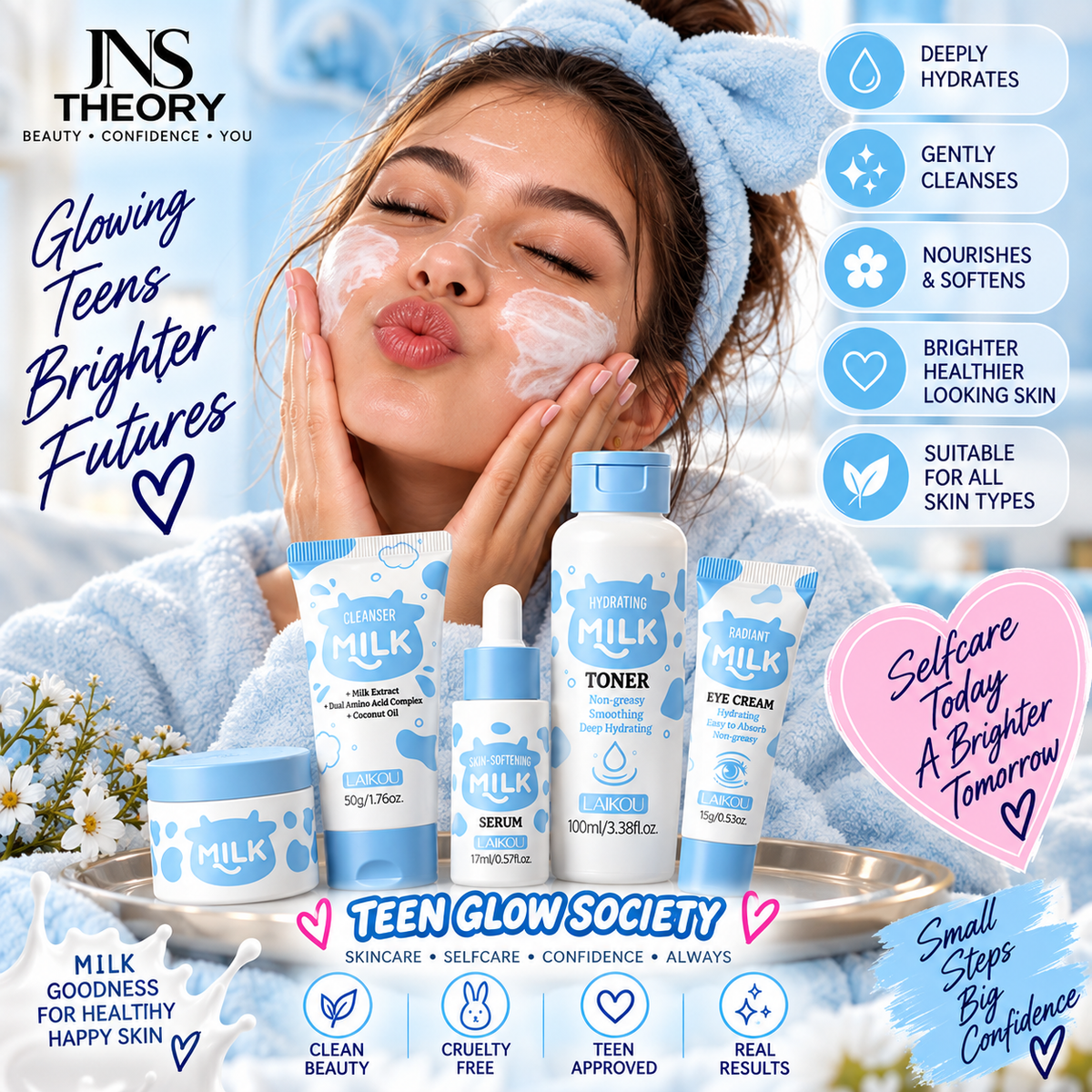 Teen Glow Society LAIKOU Hydrating Milk 5-Piece Skincare Set