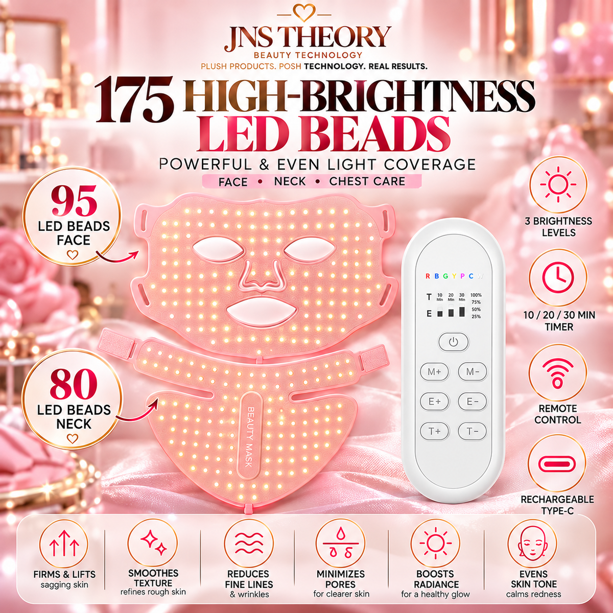 Silicone 7-Colour LED Face & Neck Mask Set